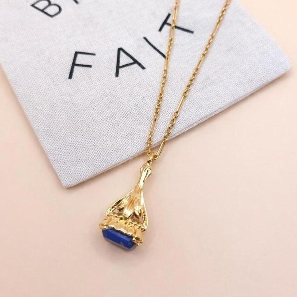 Madewell Gold and blue lapis‎ lazuli necklace